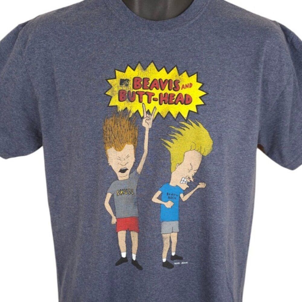 Beavis And Butthead T Shirt Mens Size Medium Blue MTV Cartoon
